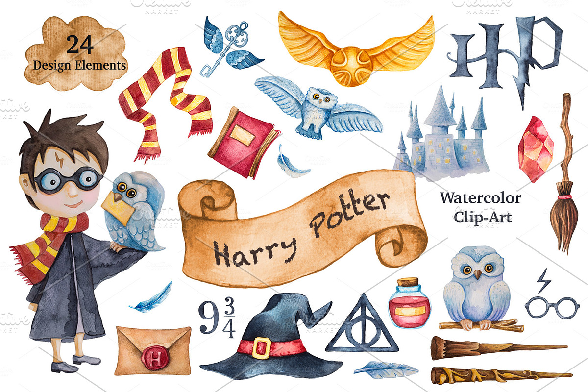 Download Harry Potter Watercolor Clip-Art | Custom-Designed ...