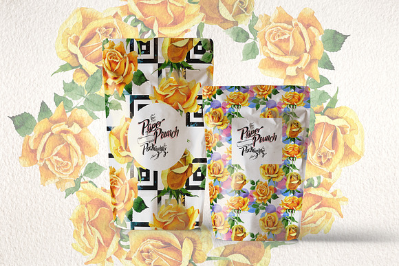 Yellow Roses PNG watercolor set in Illustrations - product preview 2