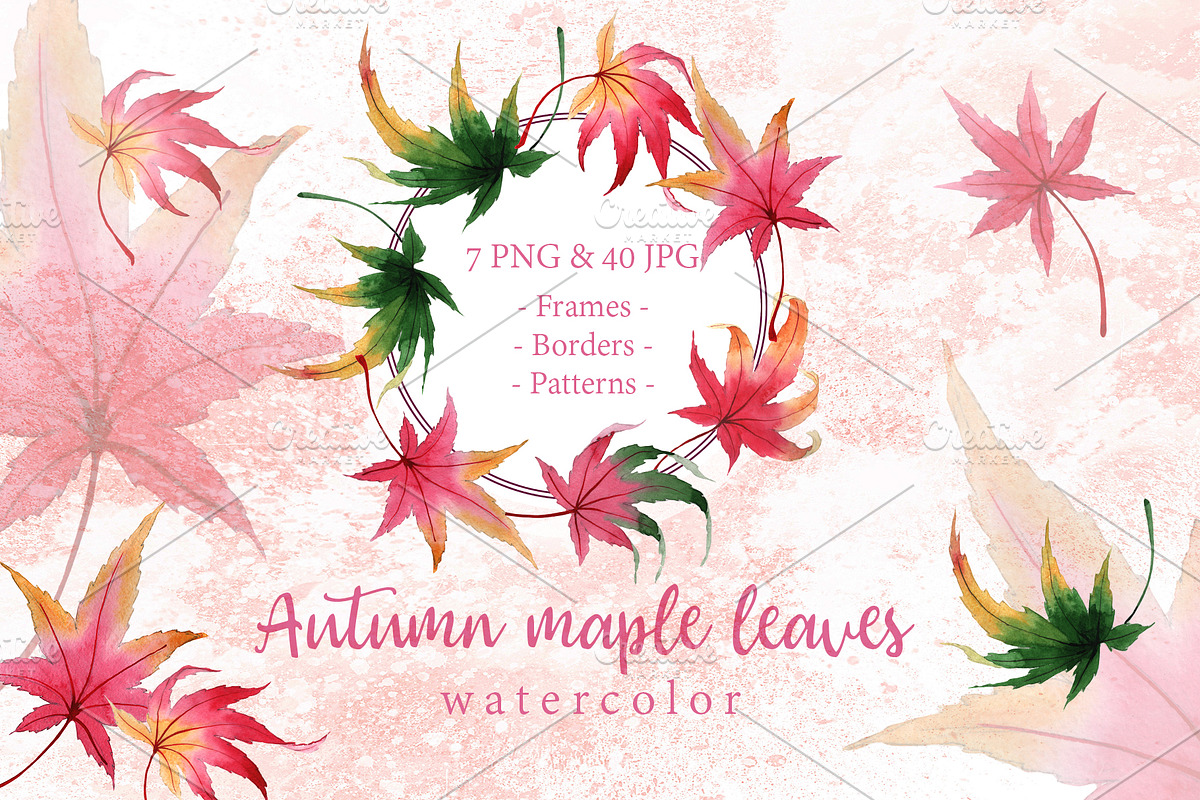 Autumn maple leaves PNG watercolor in Illustrations - product preview 8