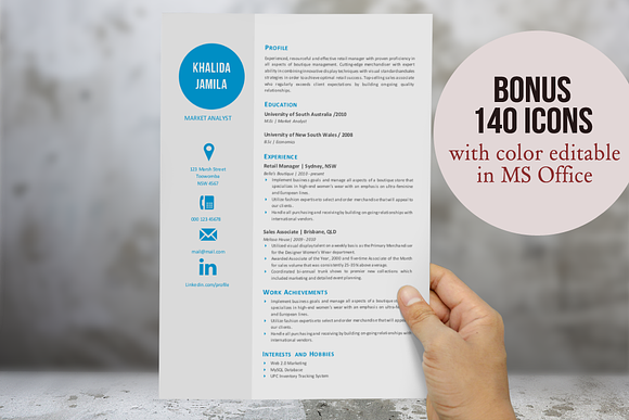 Big icon modern resume template in Resume Templates - product preview 1
