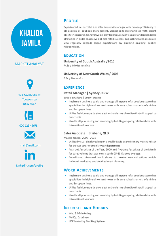 Big icon modern resume template in Resume Templates - product preview 3