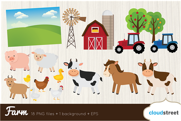 Farm Clip Art in Illustrations - product preview 1