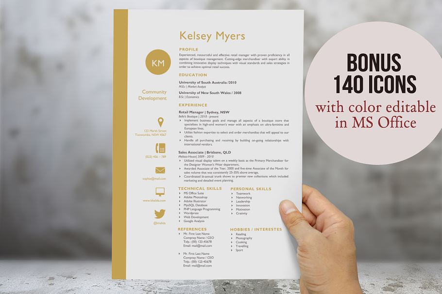 Two columns round initials resume in Resume Templates - product preview 8