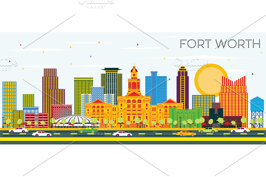 Fort Worth Texas City Skyline  in Illustrations - product preview 8