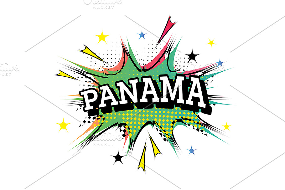 Panama Comic Text in Pop Art Style. 