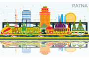 Patna India City Skyline with Color 