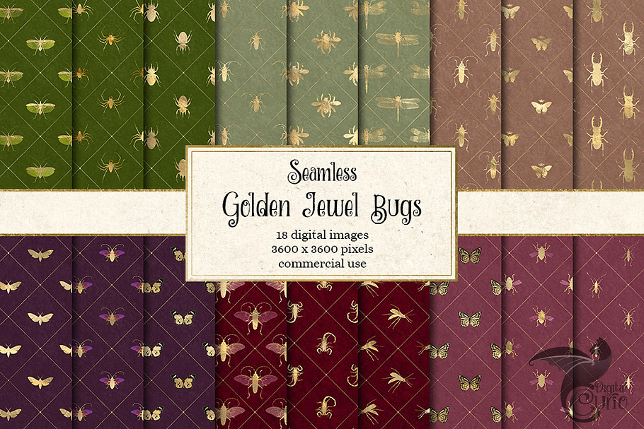 Golden Jewel Bug Digital Paper in Patterns - product preview 8