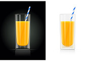 Fresh orange juice glass with pipe