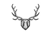 Deer horns engraving vector