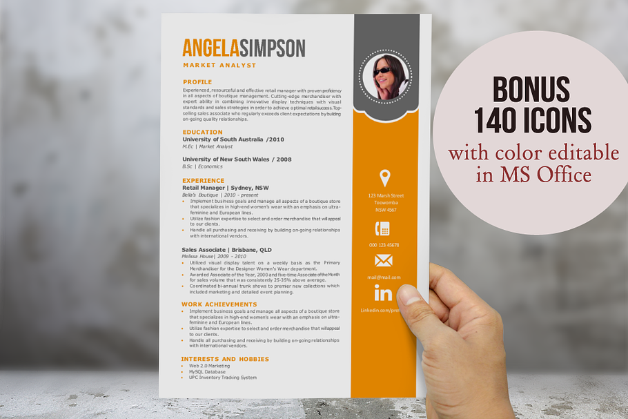 2 in 1 stylish Word photo resume in Resume Templates - product preview 8