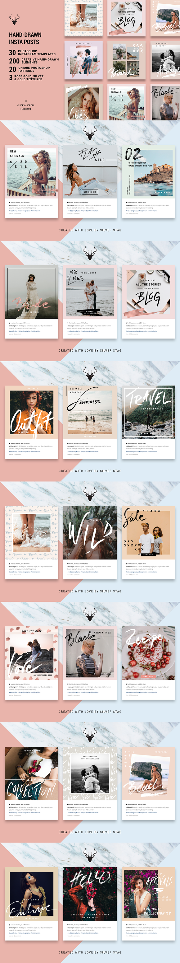 Rose Gold Hand-Drawn Instagram Posts in Instagram Templates - product preview 13