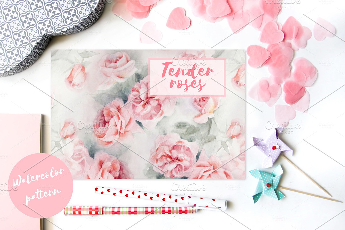 Tender roses pattern in Patterns - product preview 8
