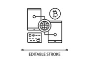 Digital bitcoin wallet linear icon
