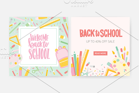 Back to school sale advertisement in Illustrations - product preview 3