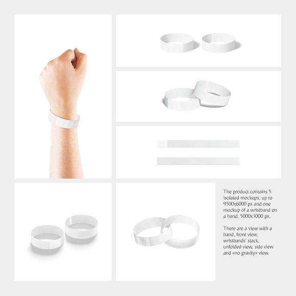 Tyvek Wristband Mockups Set in Product Mockups - product preview 2