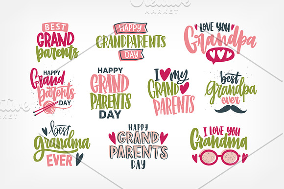 Happy Grandparents day lettering in Illustrations - product preview 2