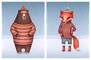 Fox and Bear illustrations