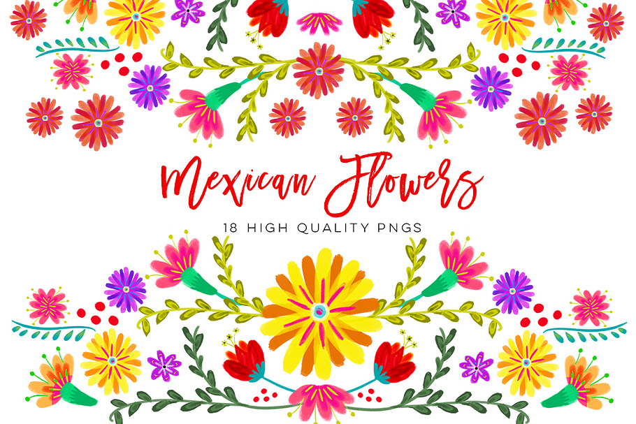 Mexican Watercolor Floral clipart