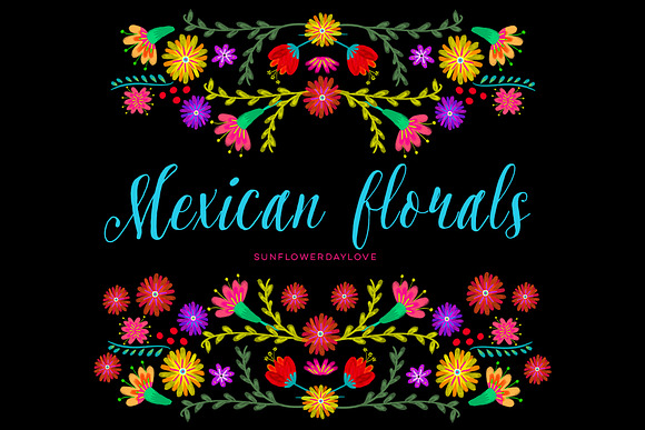 Mexican Watercolor Floral clipart in Illustrations - product preview 3