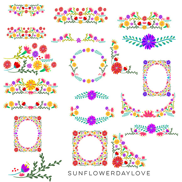 Mexican Watercolor Floral clipart in Illustrations - product preview 4