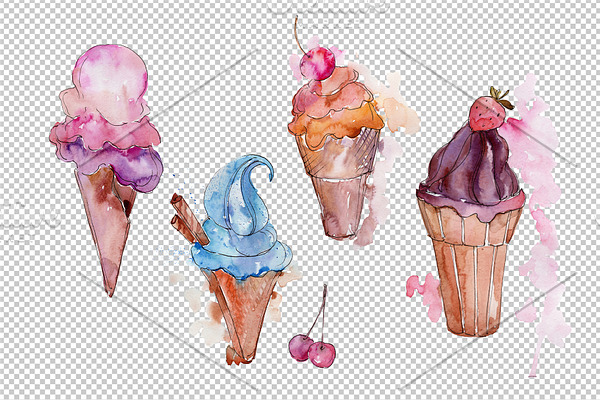 Tasty ice cream in a waffle cup PNG 