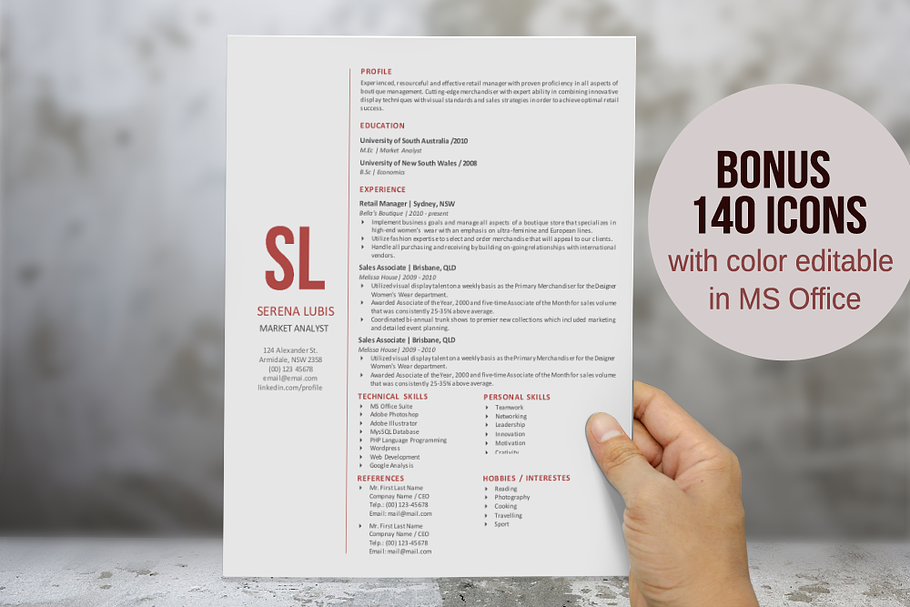 2 in 1 simple initial Word resume in Resume Templates - product preview 8