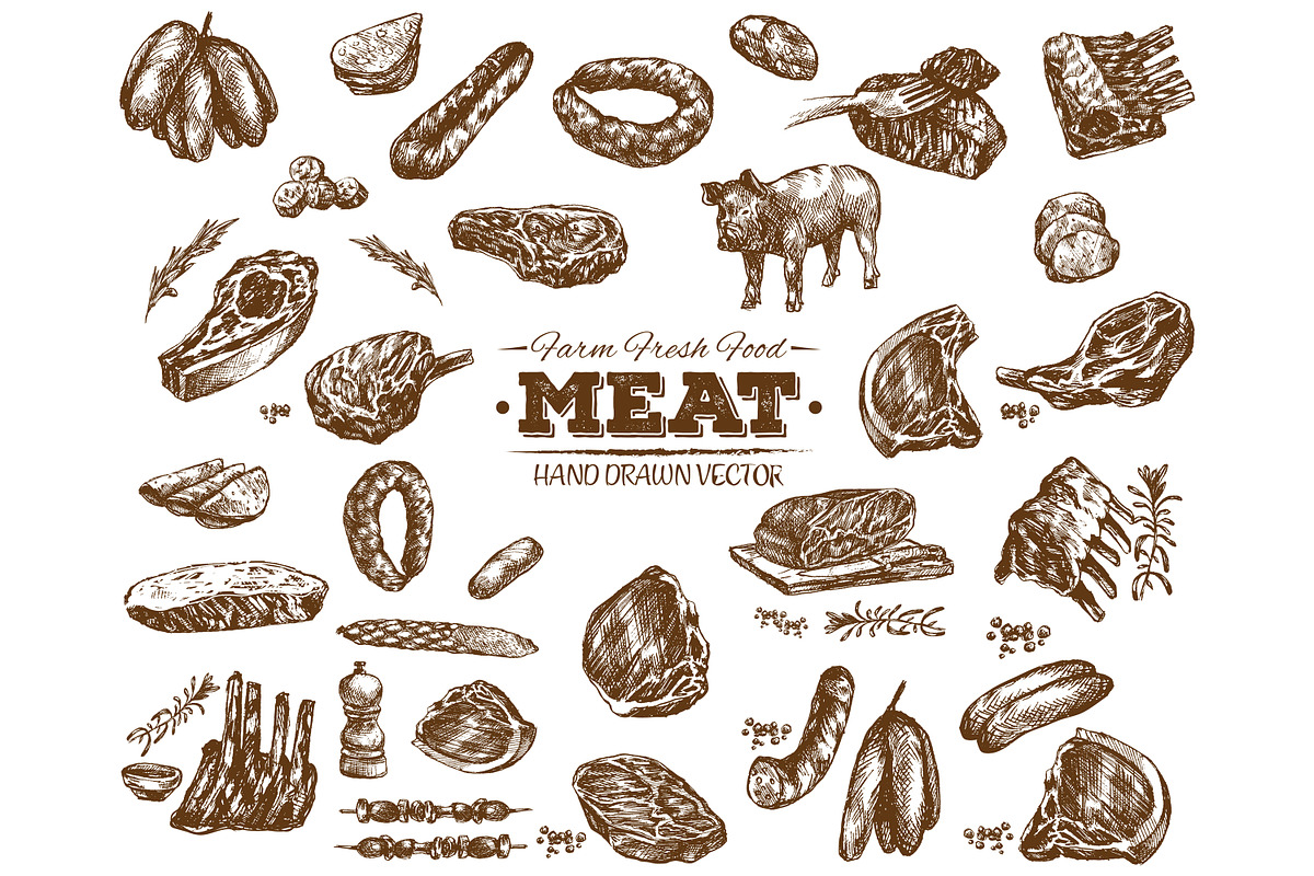 Vector meat food collection 8 in Objects - product preview 8