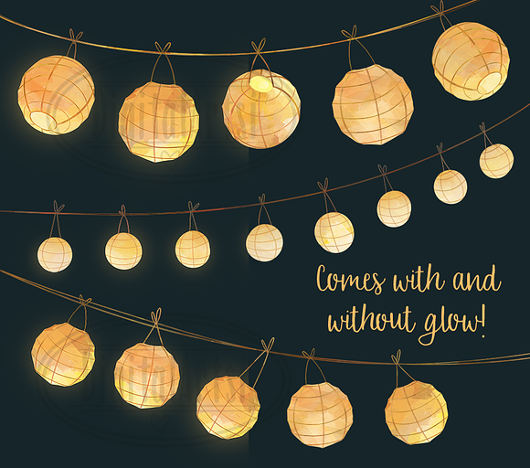 Watercolor Paper Lanterns Clipart in Illustrations - product preview 1
