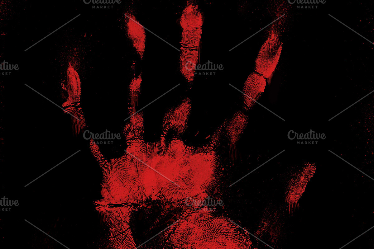 Scary bloody hand print on black in Illustrations - product preview 8
