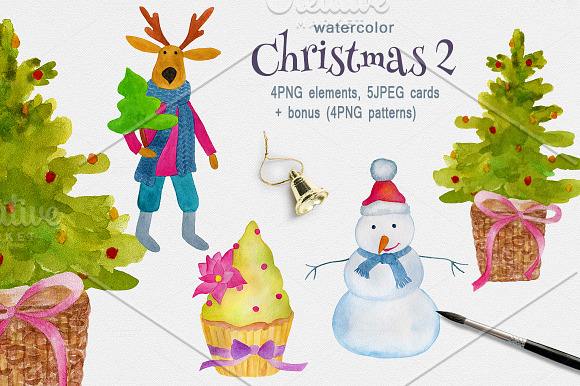 Christmas watercolor 2 in Illustrations - product preview 5