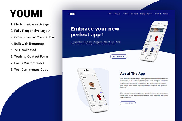 Youmi application landing page