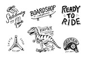 Set of Skateboarding labels