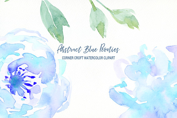 Abstract Blue Peony Clipart in Illustrations - product preview 2