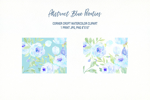 Abstract Blue Peony Clipart in Illustrations - product preview 5