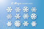 27 MAGIC SNOWFLAKES. Paper cut style