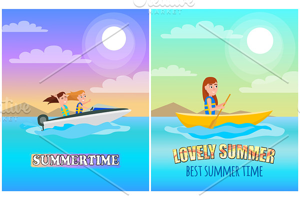 Summertime Boating Collection Vector