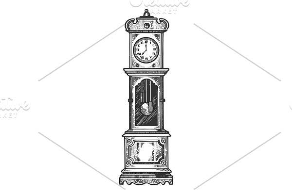 Floor clock with pendulum vector