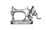 Old sewing machine engraving vector