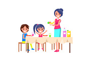 Family Picnic Mother and Kids Vector