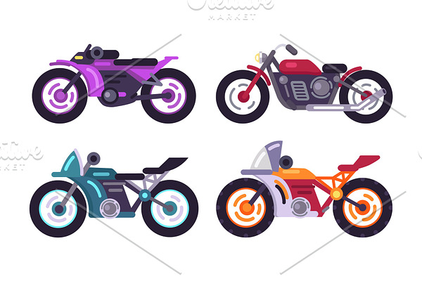 Set of Sportive Bikes Isolated