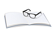 Copybook and Glasses Isolated on