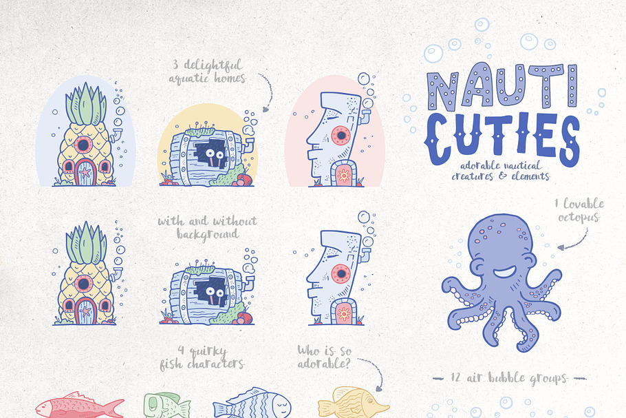 Cute Nautical Creatures and Elements