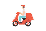 Red delivery motor bike with