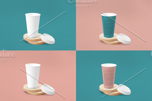 Paper coffee cup with wood