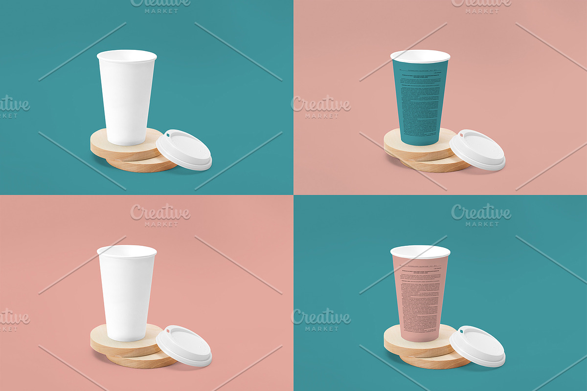 Paper coffee cup with wood in Product Mockups - product preview 8