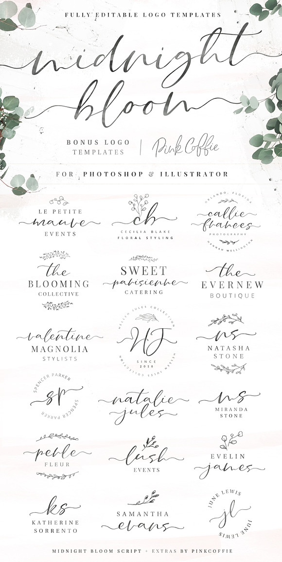 Midnight Bloom Script +18 Free Logos in Script Fonts - product preview 14