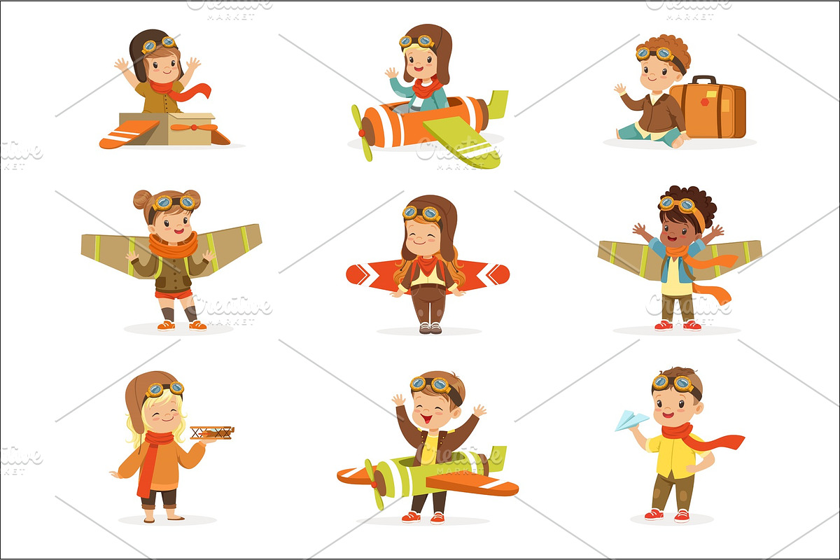 Small Children In Pilot Costumes in Illustrations - product preview 8