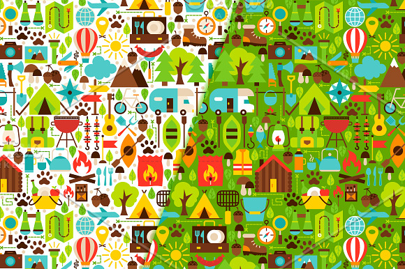 Camping Flat Seamless Patterns in Patterns - product preview 1
