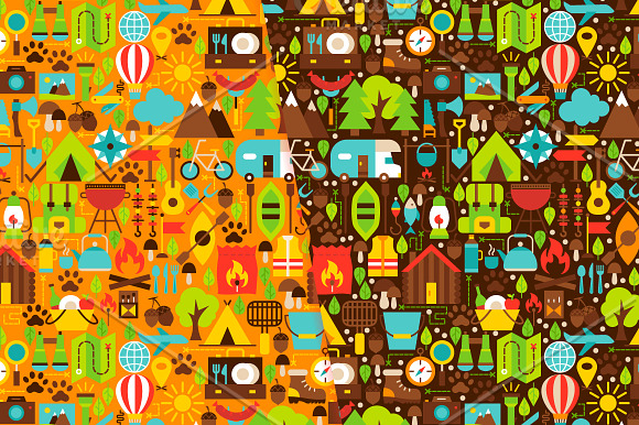 Camping Flat Seamless Patterns in Patterns - product preview 2