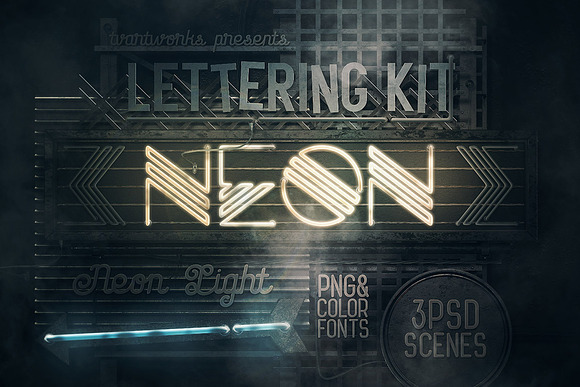 Neon Light Lettering Kit in Graphics - product preview 1